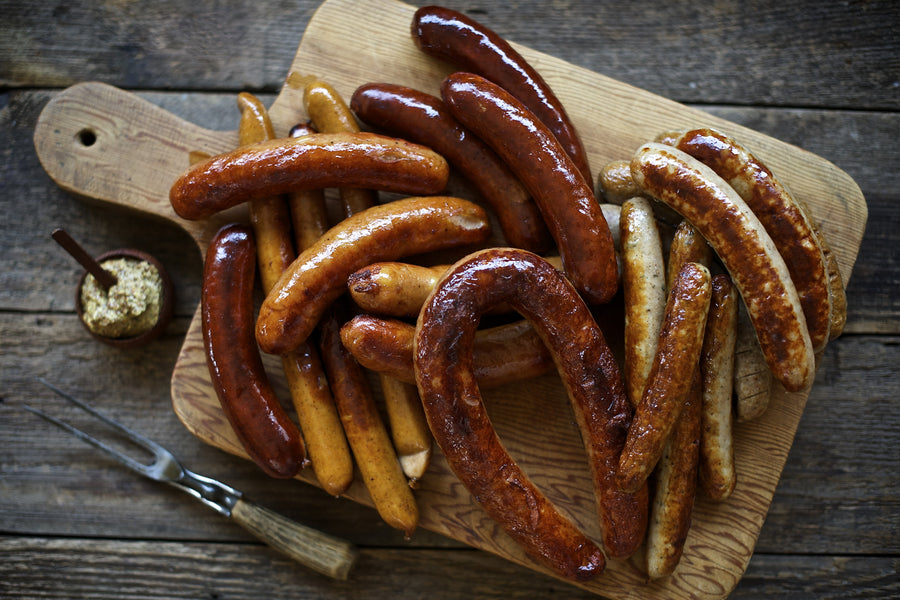 Sausage on wood board